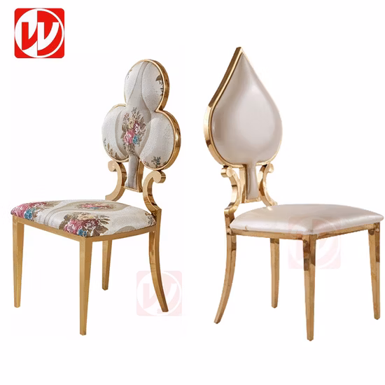 エレガントでモダンなステンレス鋼のダイニング家具メタルゴールドホームホテル宴会ポーカーダイヤモンドバックダイニングチェア